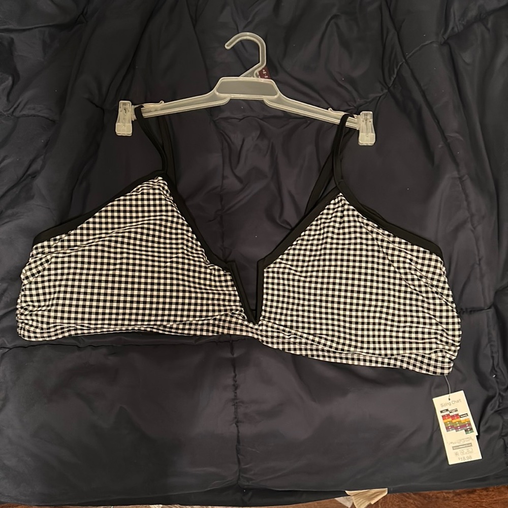 Black and White Plaid Swimsuit Top
